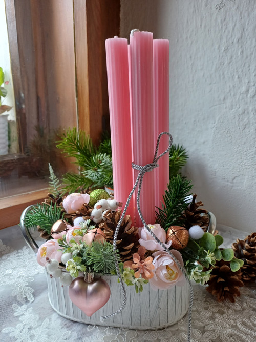 Adventní svícen růžový — foto 3