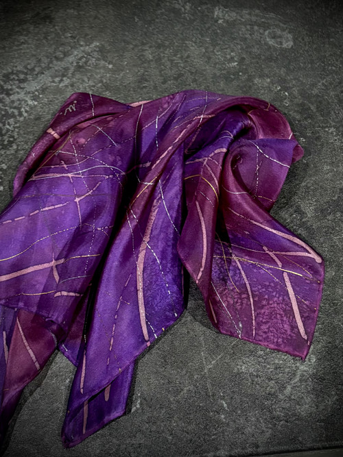 Hedvábný šátek - Purpurový — foto 6