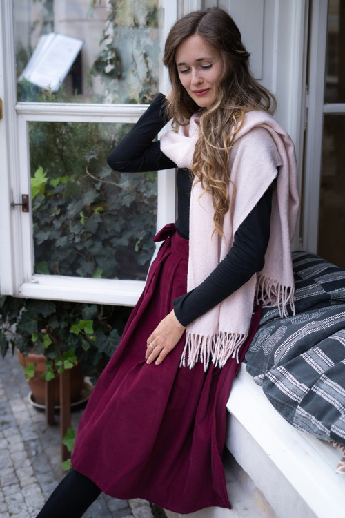 Manšestrová Midi Bordó L — foto 3