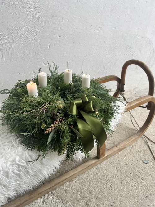 Adventní věnec se zelenou mašlí — foto 3
