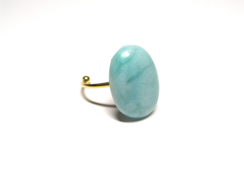 Larimar kapka, prsten chirurgická ocel — foto 2