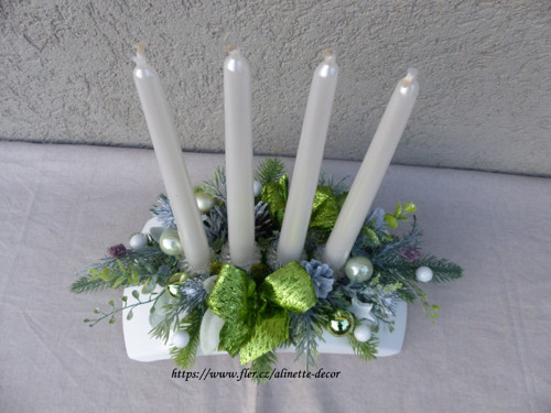 Adventní svícen oblouk bílo-zelený — foto 5