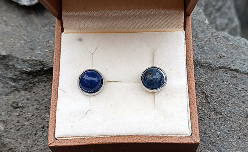 Lapis lazuli náušnice puzety chirurgická ocel — foto 4