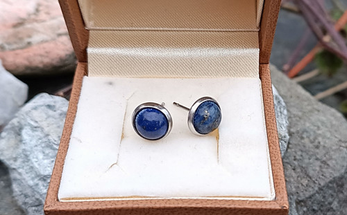 Lapis lazuli náušnice puzety chirurgická ocel — foto 6