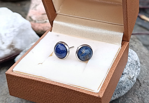 Lapis lazuli náušnice puzety chirurgická ocel — foto 3
