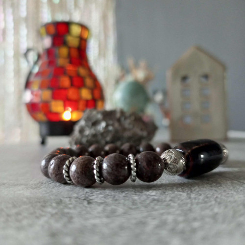 Náramek obsidian a keramika — foto 3
