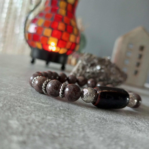 Náramek obsidian a keramika — foto 4
