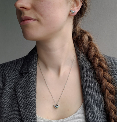Naušnice sýkora modřinka porcelánová — foto 2