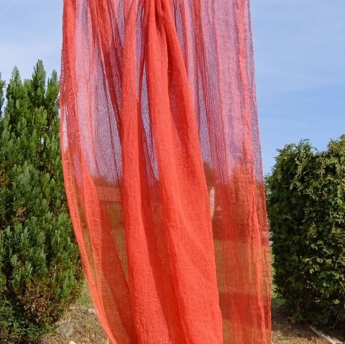 Šála z fáčoviny - Jahodová - 220cm — foto 3