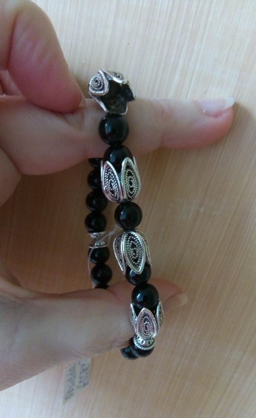 Náramek obsidián černý — foto 2