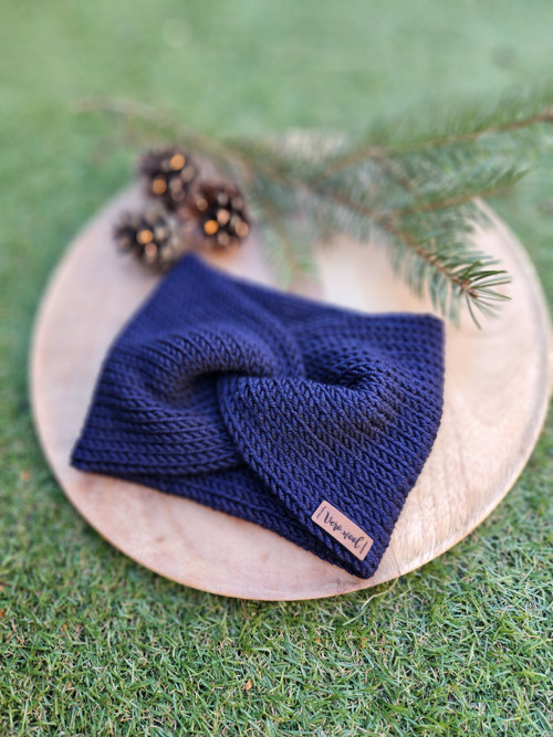 Twist merino čelenka - tmavě modrá — foto 3
