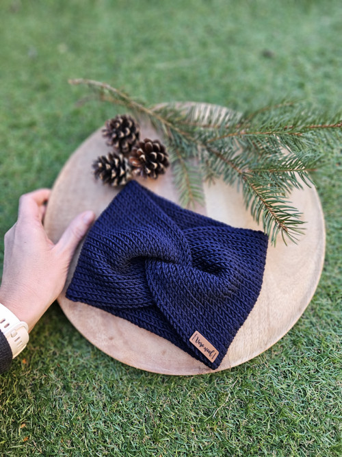 Twist merino čelenka - tmavě modrá — foto 2