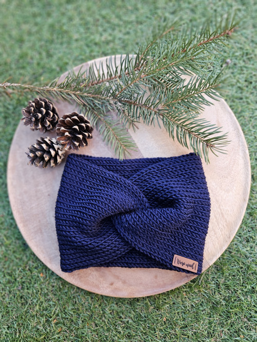 Twist merino čelenka - tmavě modrá — foto 5