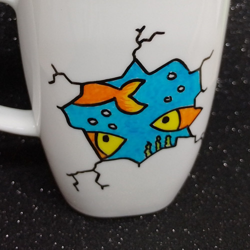 Porcelánový hrníček - rybičky, 300 ml — foto 2