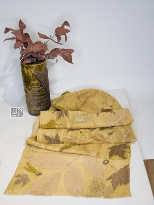 Ecoprint šálka 132 - Mušelín v zelené — foto 3