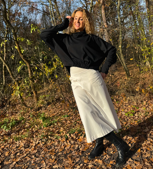 Zvonová sukně smetanová — foto 6