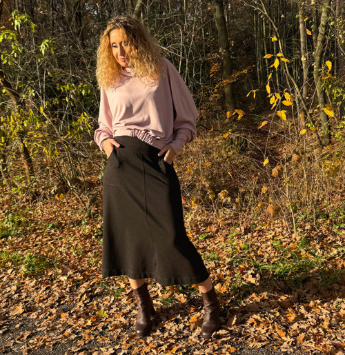 Zvonová sukně tmavě hnědá — foto 4