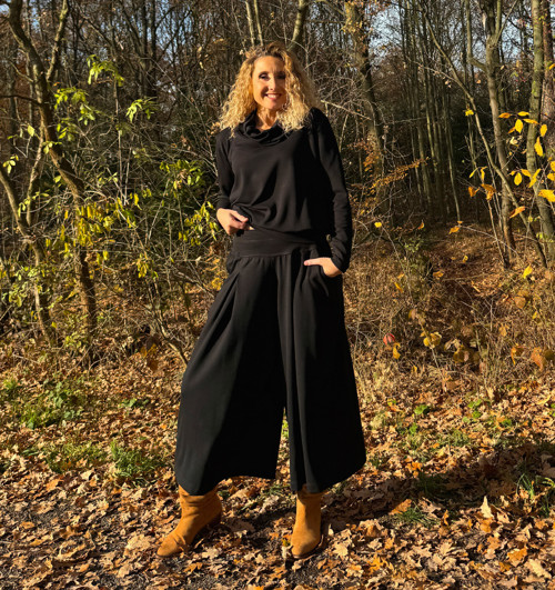 Kalhotová sukně maxi černá — foto 3