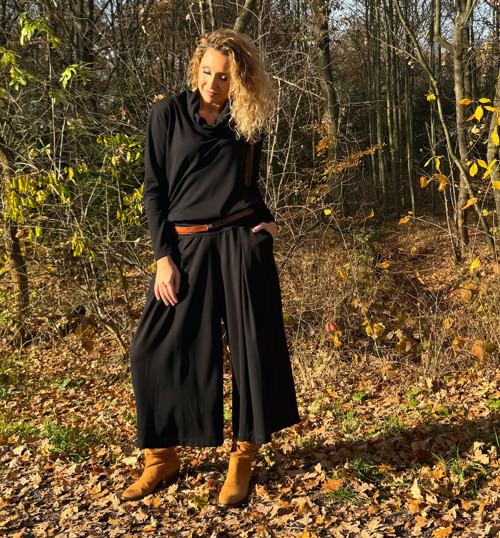 Kalhotová sukně maxi černá — foto 2