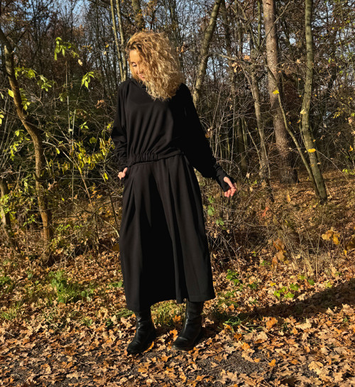 Kalhotová sukně maxi černá — foto 5
