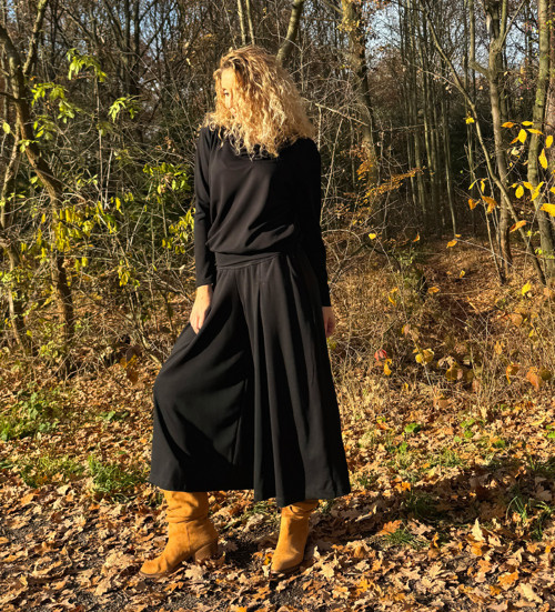 Kalhotová sukně maxi černá — foto 4