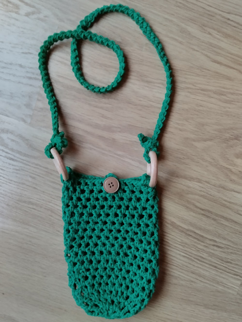 Mini taška háčkovaná zelená — foto 2