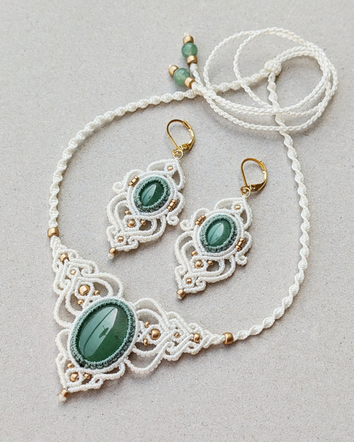 Macramé sada s avanturíny, bílá — foto 2