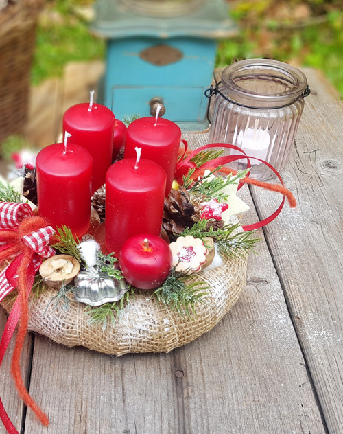Jutový adventní věneček — foto 2