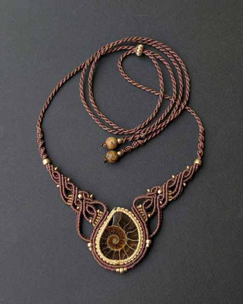 Macramé náhrdelník s amonitem — foto 2