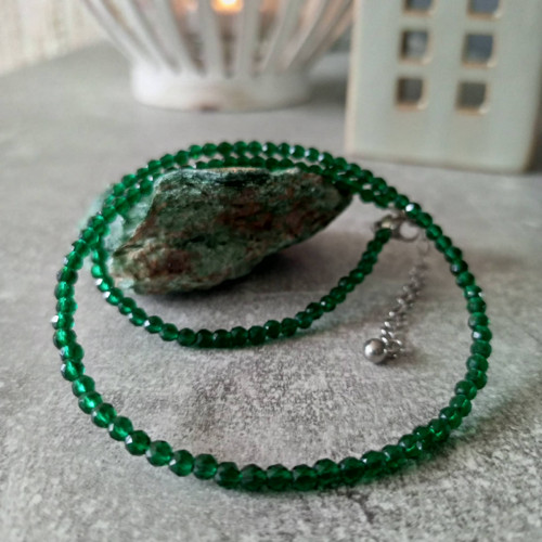 Náhrdelník choker tmavě zelený — foto 5