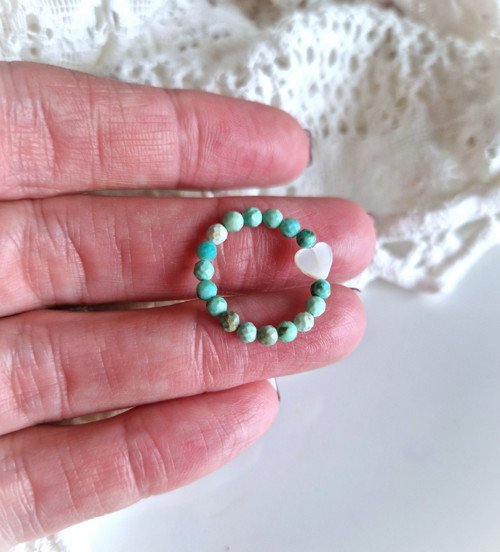Tyrkys Hubei*srdíčko perleť*prsten — foto 3