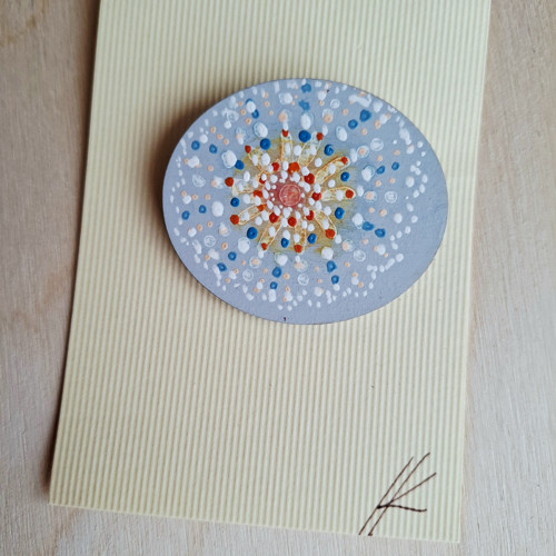 Brož ovál květina šedá — foto 2