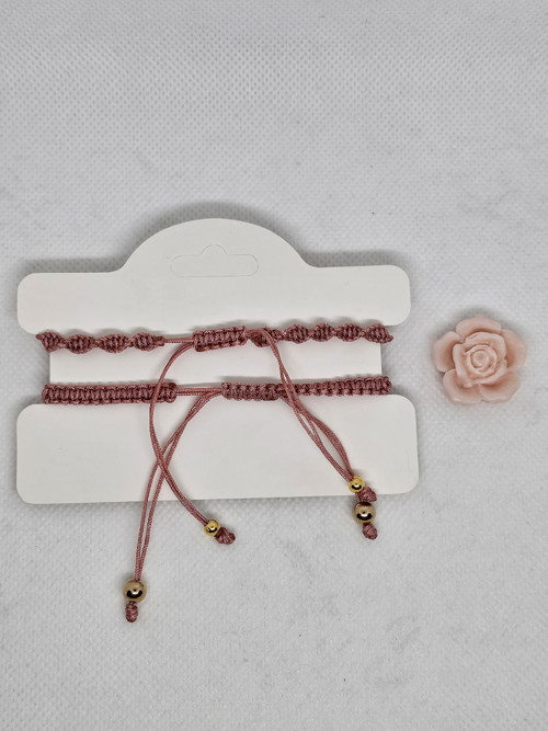 Náramek macramé starorůžové barvy — foto 3