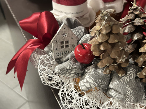 Adventní červeno šedý s LED — foto 4