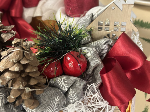 Adventní červeno šedý s LED — foto 5