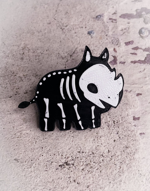 Odznáček pin skeleton Nosorožec — foto 3
