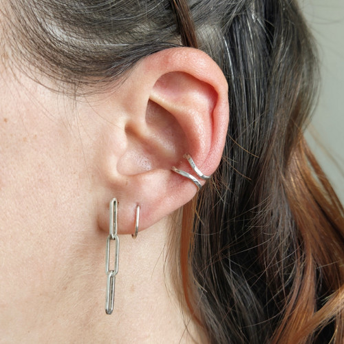 Stříbrná záušnice dvojitý cuff — foto 2