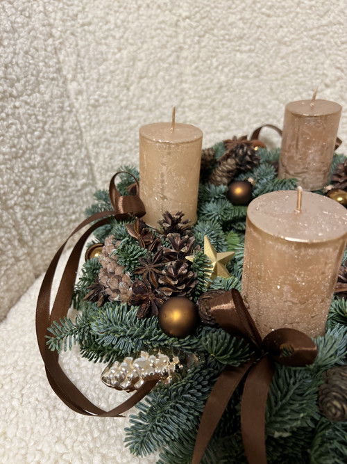 Adventní věnec - hnědá mašle — foto 3