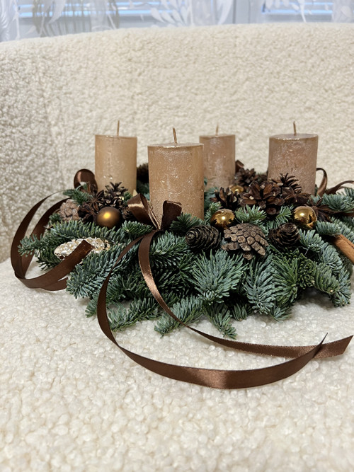 Adventní věnec - hnědá mašle — foto 4