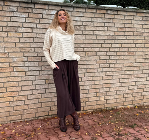 Kalhotová sukně maxi hnědá — foto 3