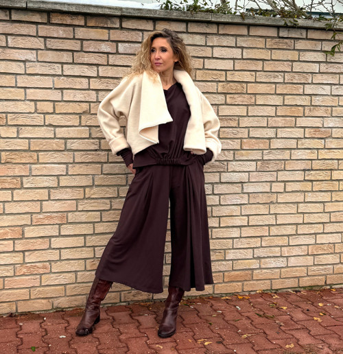 Kalhotová sukně maxi hnědá — foto 5