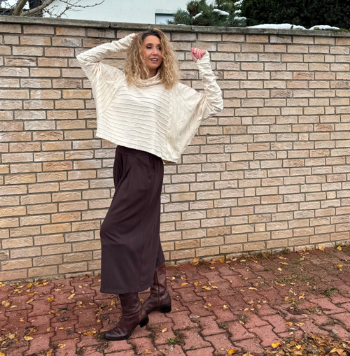 Kalhotová sukně maxi hnědá — foto 2