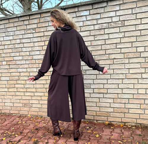 Kalhotová sukně maxi hnědá — foto 6