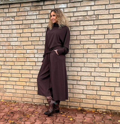 Kalhotová sukně maxi hnědá — foto 4