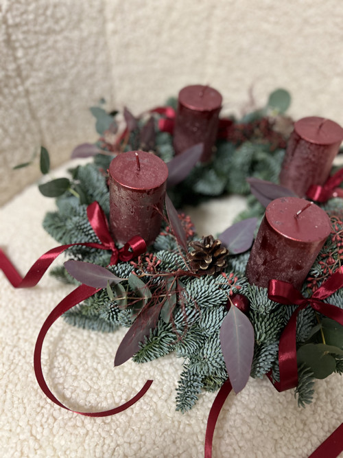 Adventní věnec - bordó červená — foto 2