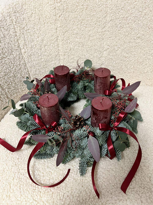 Adventní věnec - bordó červená — foto 3