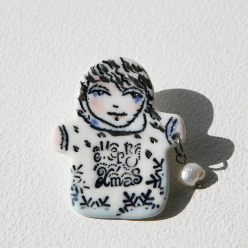 Ono s perlou - porcelánová brož — foto 3