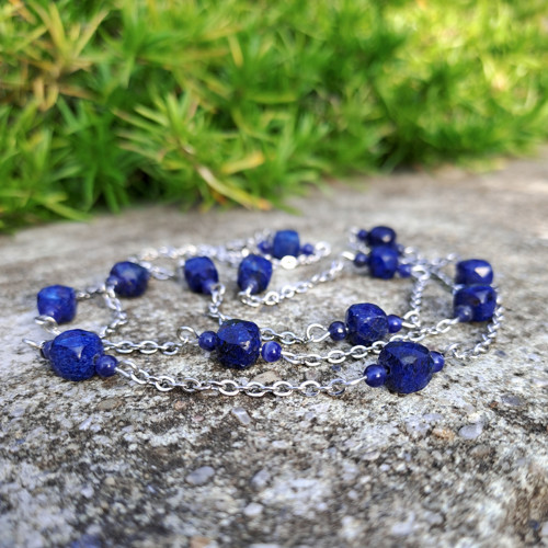 Náhrdelník - Lapis lazuli řetízek — foto 2