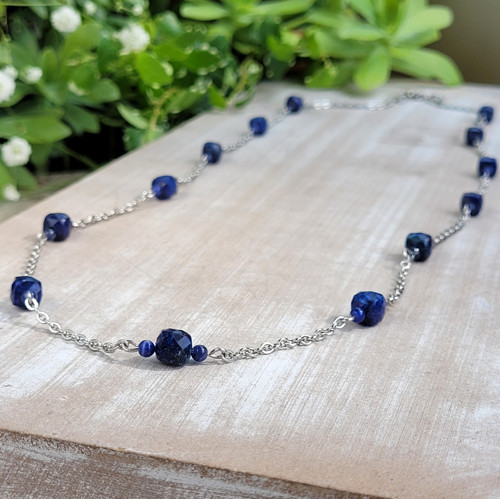 Náhrdelník - Lapis lazuli řetízek — foto 5