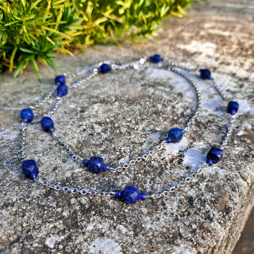 Náhrdelník - Lapis lazuli řetízek — foto 4